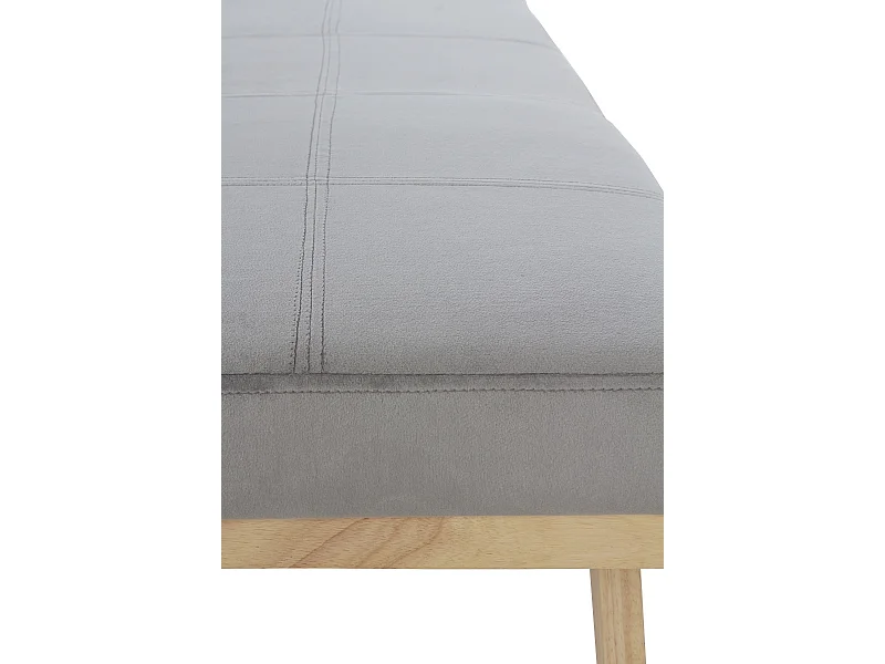 Sgabello imbottito con tessuto di velluto grigio e gambe in legno