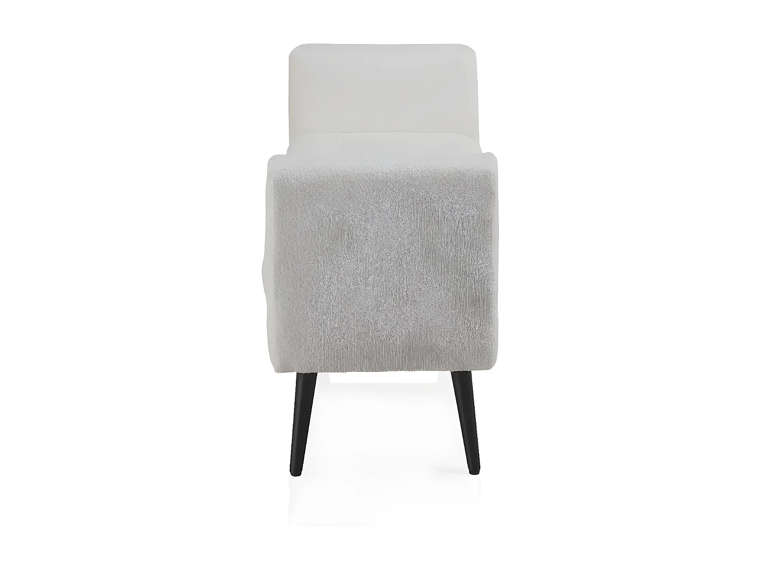 Banco estofado branco com pernas de madeira pretas