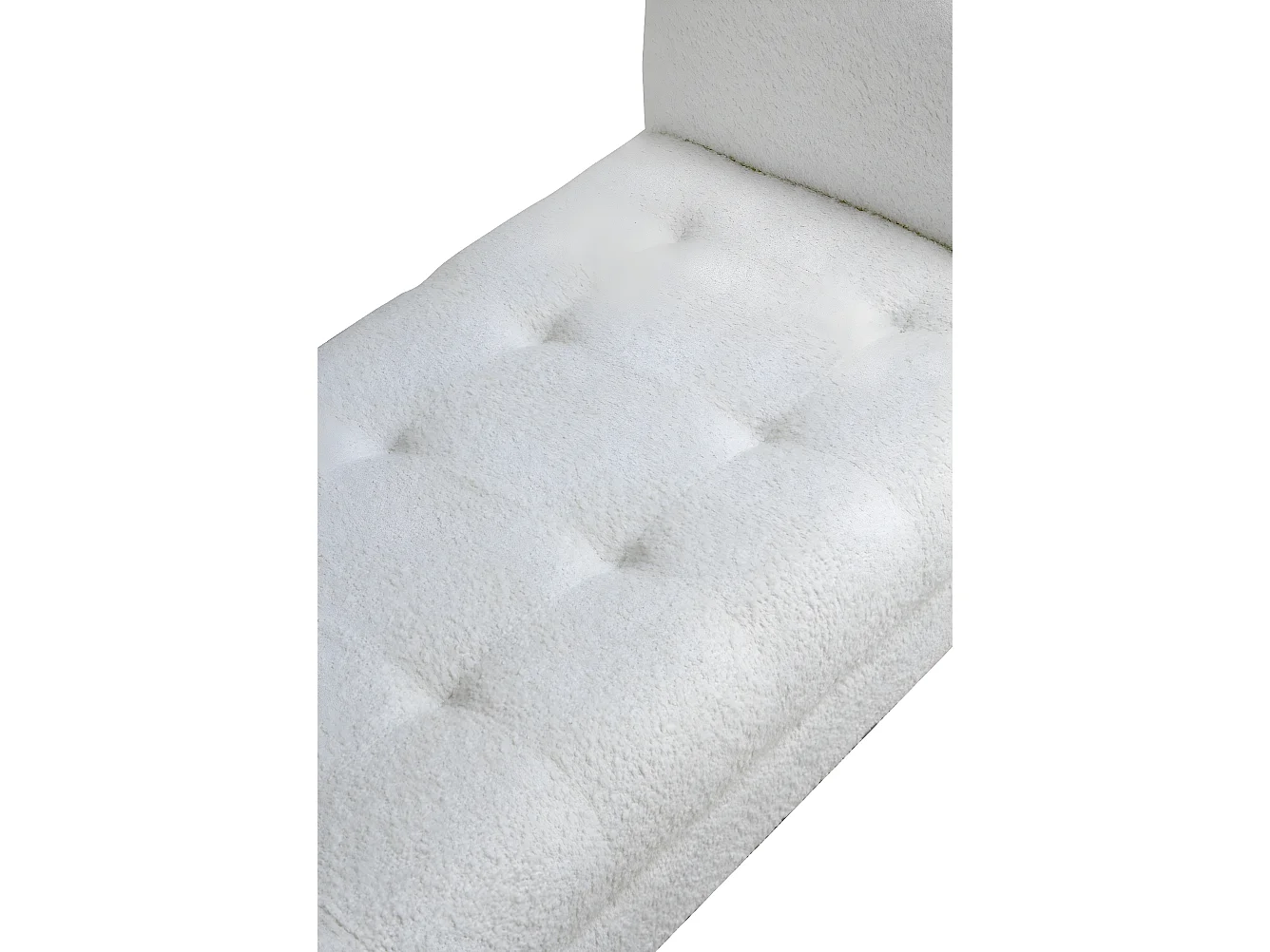 Banco estofado branco com pernas de madeira pretas