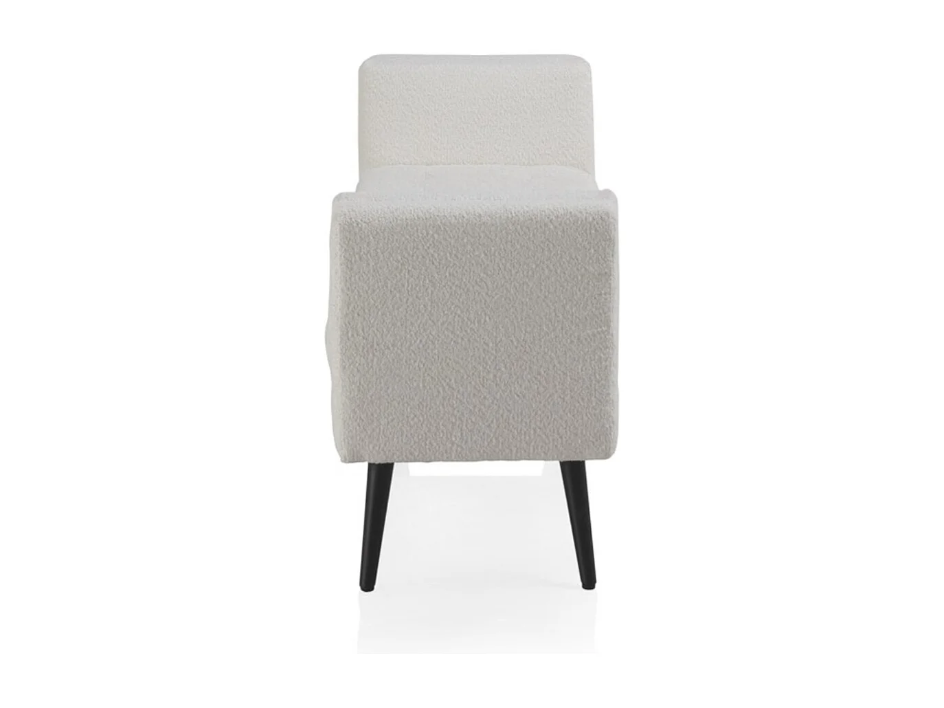 Banquette rembourrée blanche avec pieds en bois noir