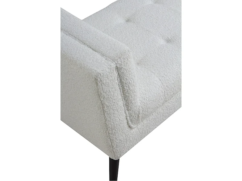 Banquette rembourrée blanche avec pieds en bois noir
