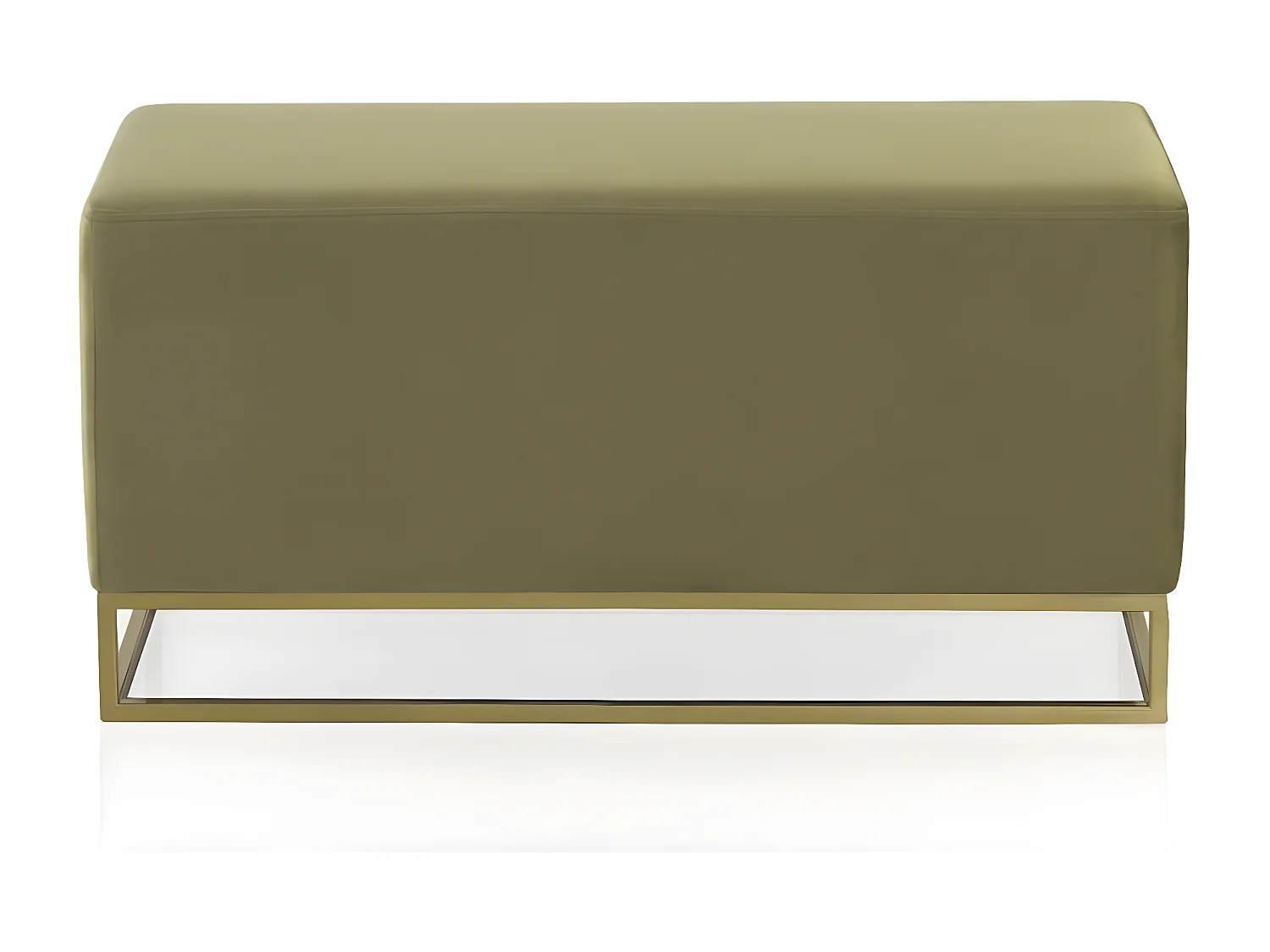 Banqueta tapizada con tejido aterciopelado verde con base dorada
