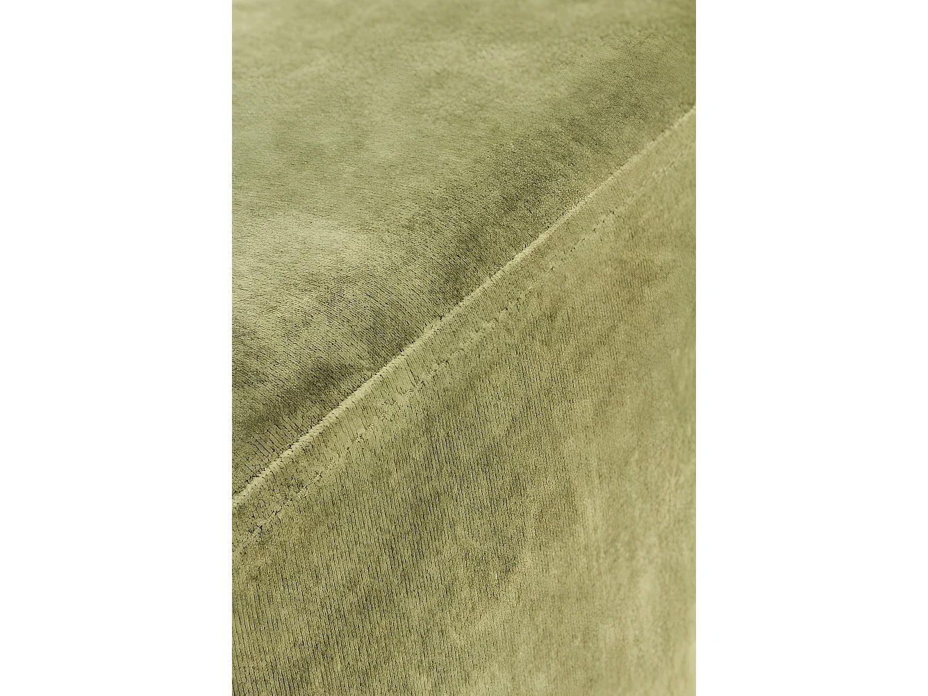 Banqueta tapizada con tejido aterciopelado verde con base dorada