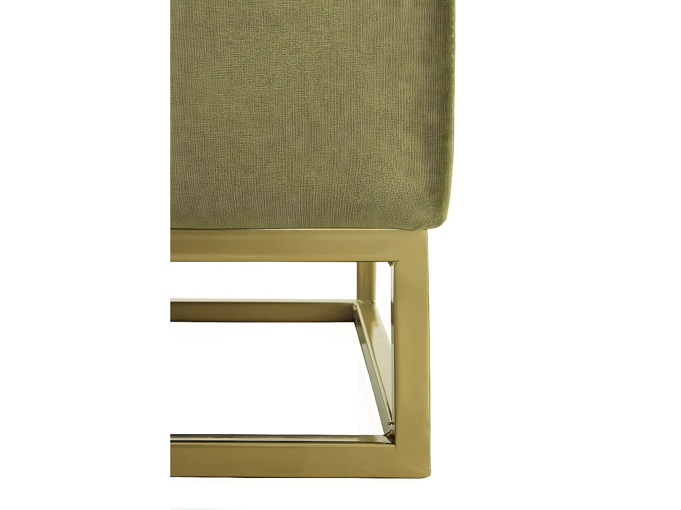 Banqueta tapizada con tejido aterciopelado verde con base dorada