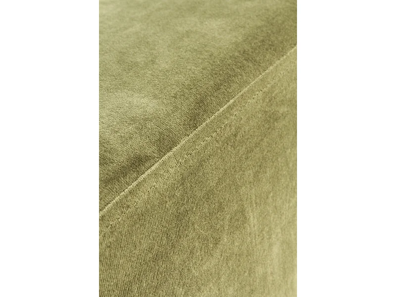 Banco estofado em tecido de veludo verde com base dourada