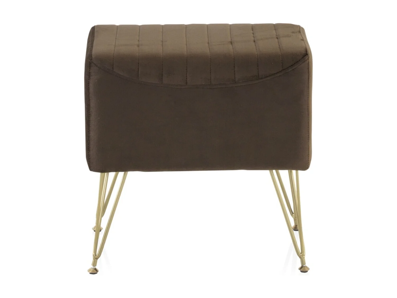 Banquette rembourrée en velours marron avec pieds dorés