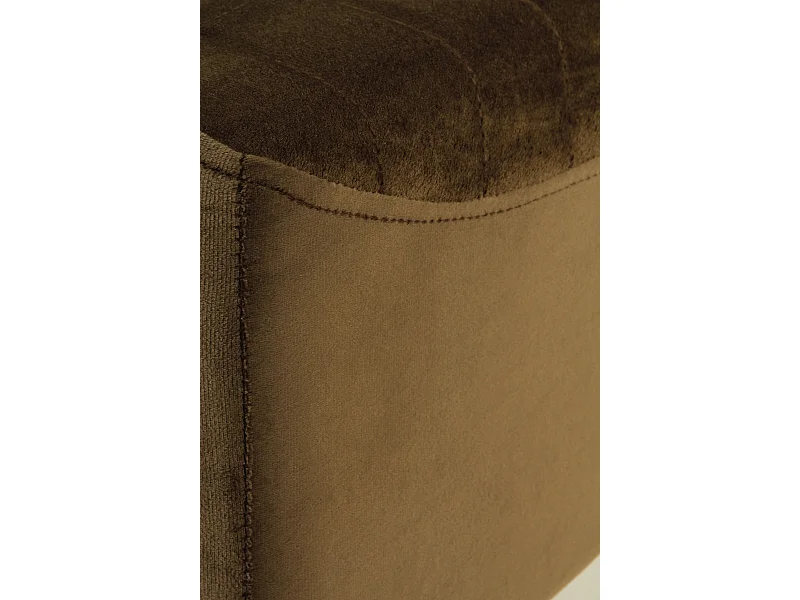 Banquette rembourrée en velours marron avec pieds dorés