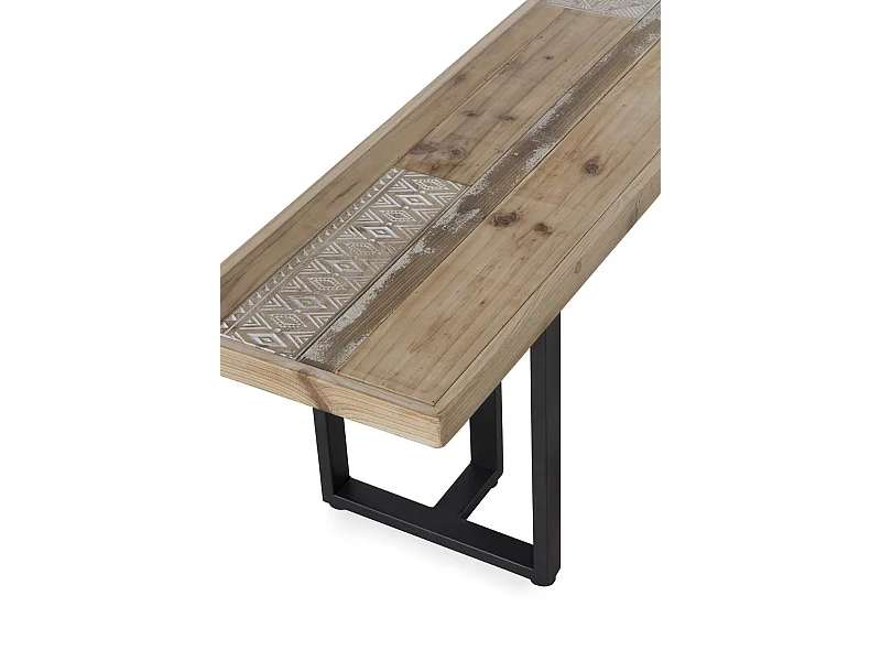 Banquette rembourrée en velours gris avec pieds en bois