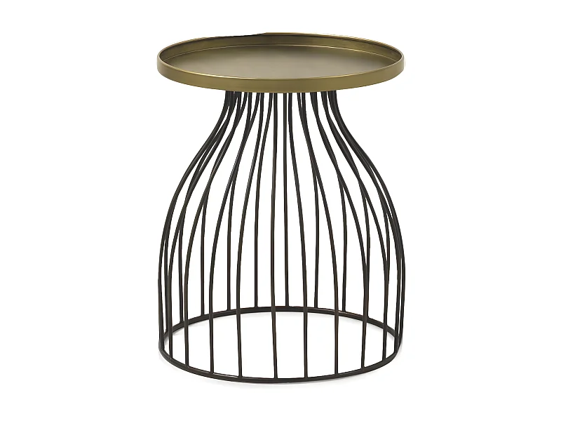 Schwarzer Beistelltisch aus Metall mit goldener Platte