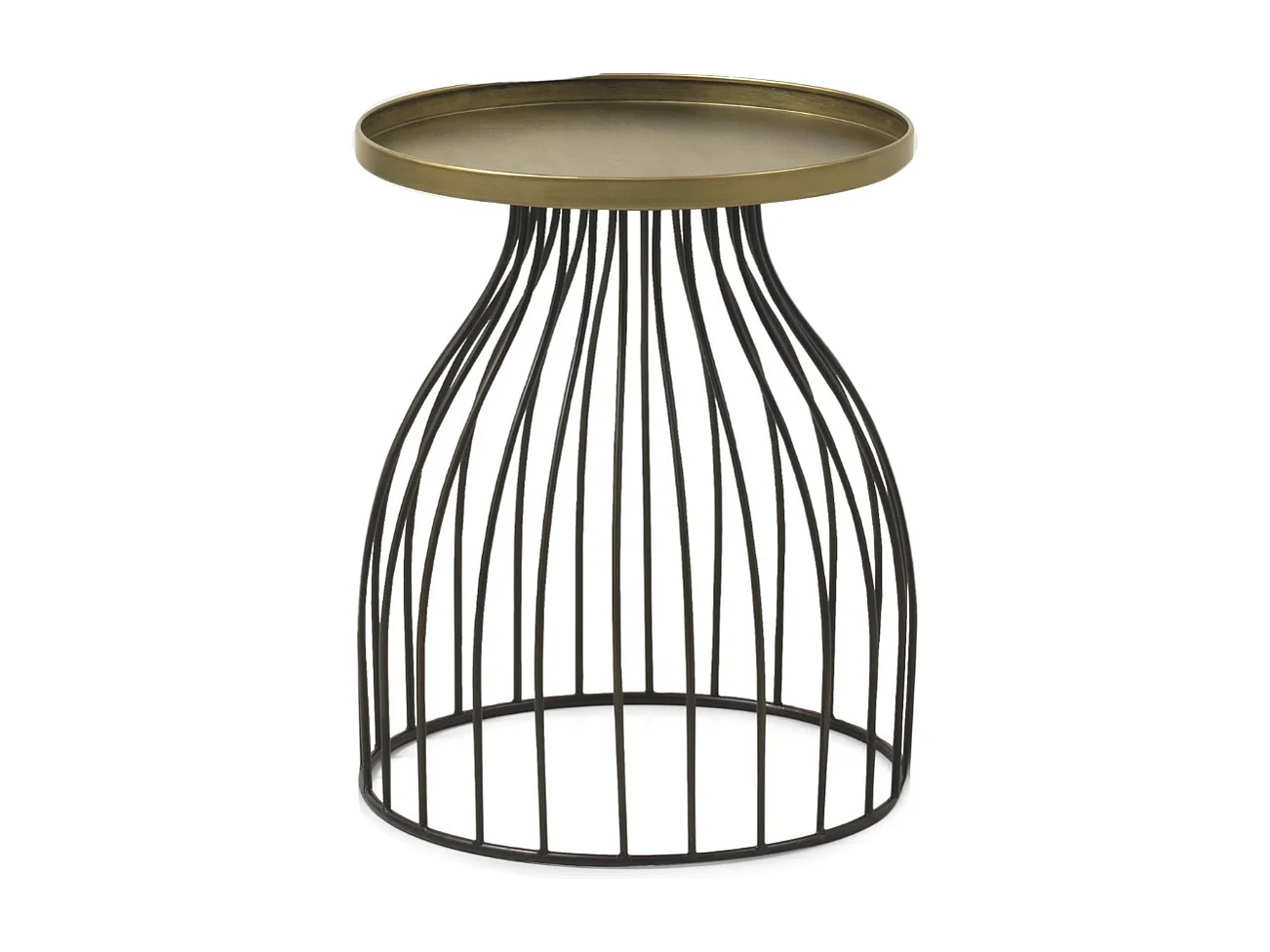 Mesa de apoio em metal preto e tampo dourado