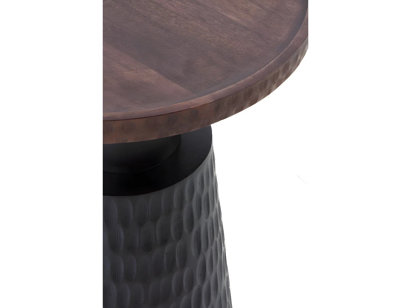 Table d'appoint avec base et plateau en bois couleur noyer