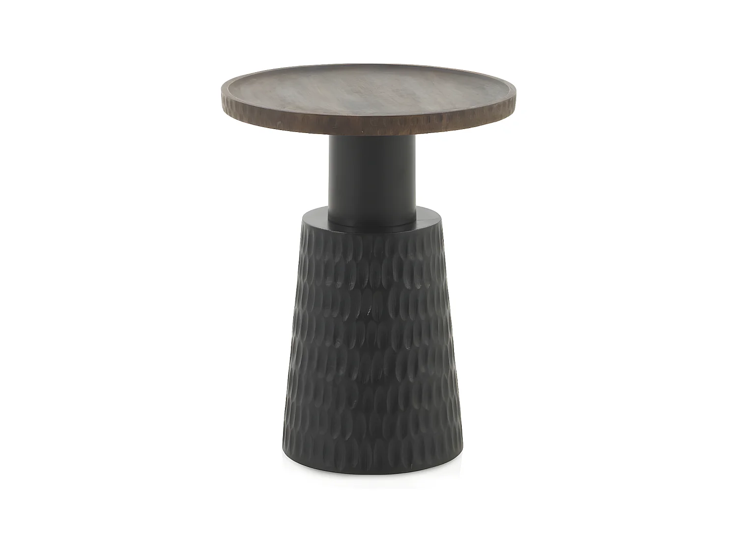 Table d'appoint avec base et plateau en bois couleur noyer