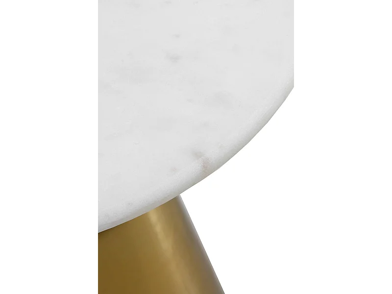 Table d'appoint avec piètement en métal doré et plateau en marbre blanc