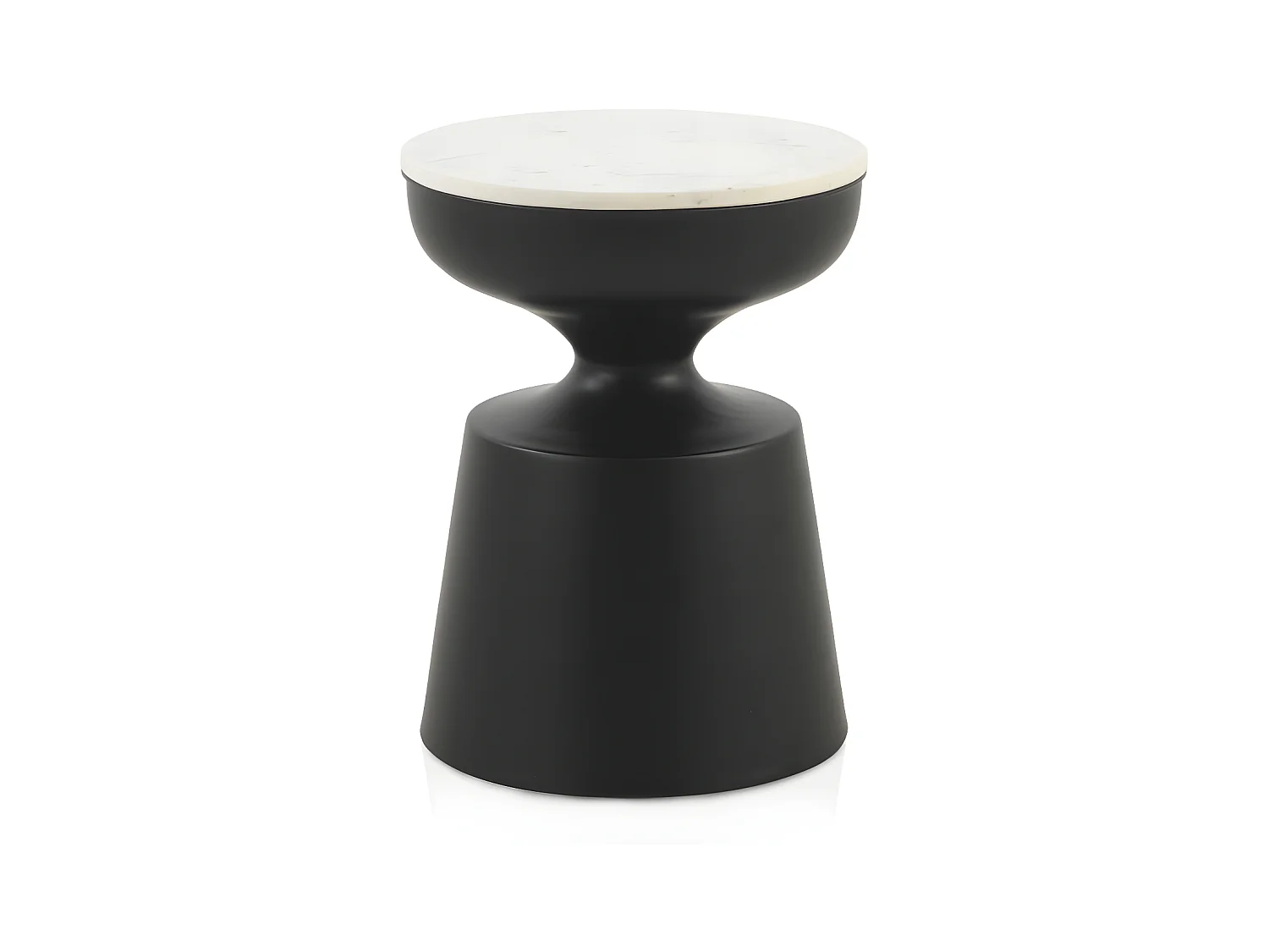 Table d'appoint avec base en métal noir et plateau en marbre blanc