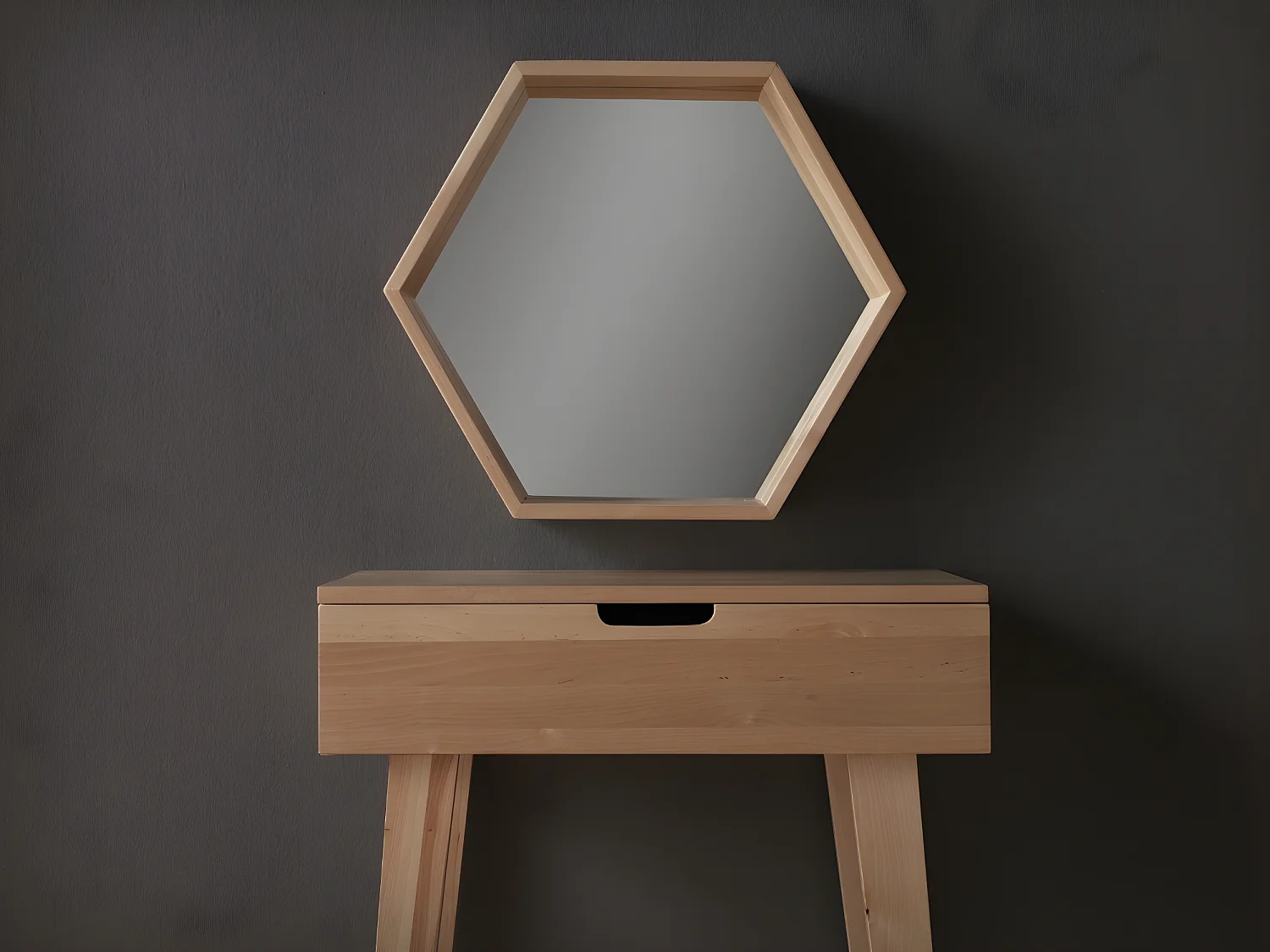 Mesa auxiliar de madera de abedul natural