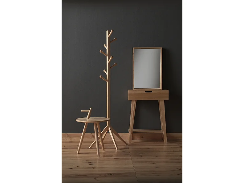 Mesa auxiliar de madera de abedul natural