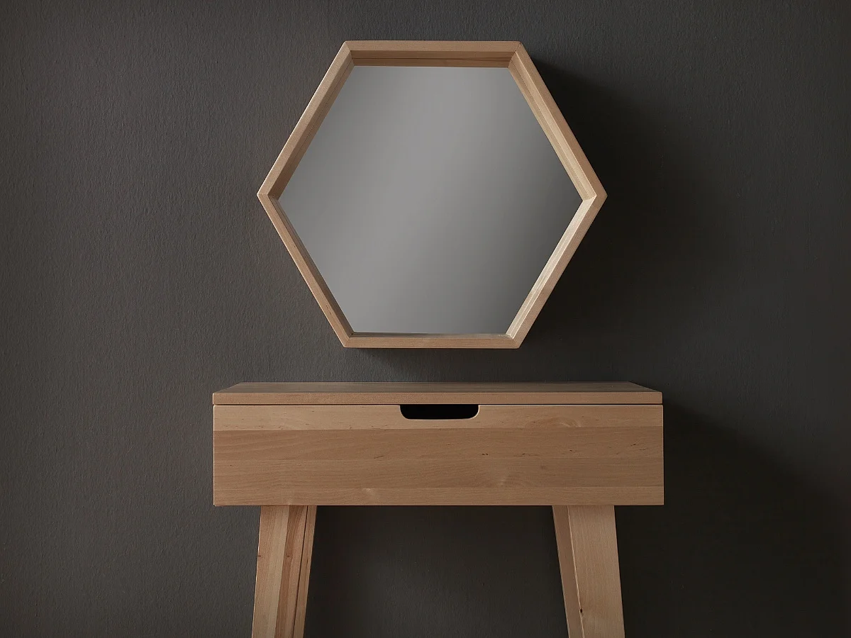 Mesa auxiliar de madera de abedul natural