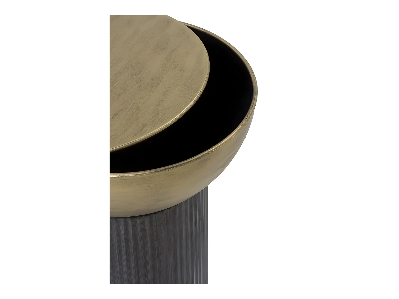 Mesa cofre auxiliar de metal dorado y negro