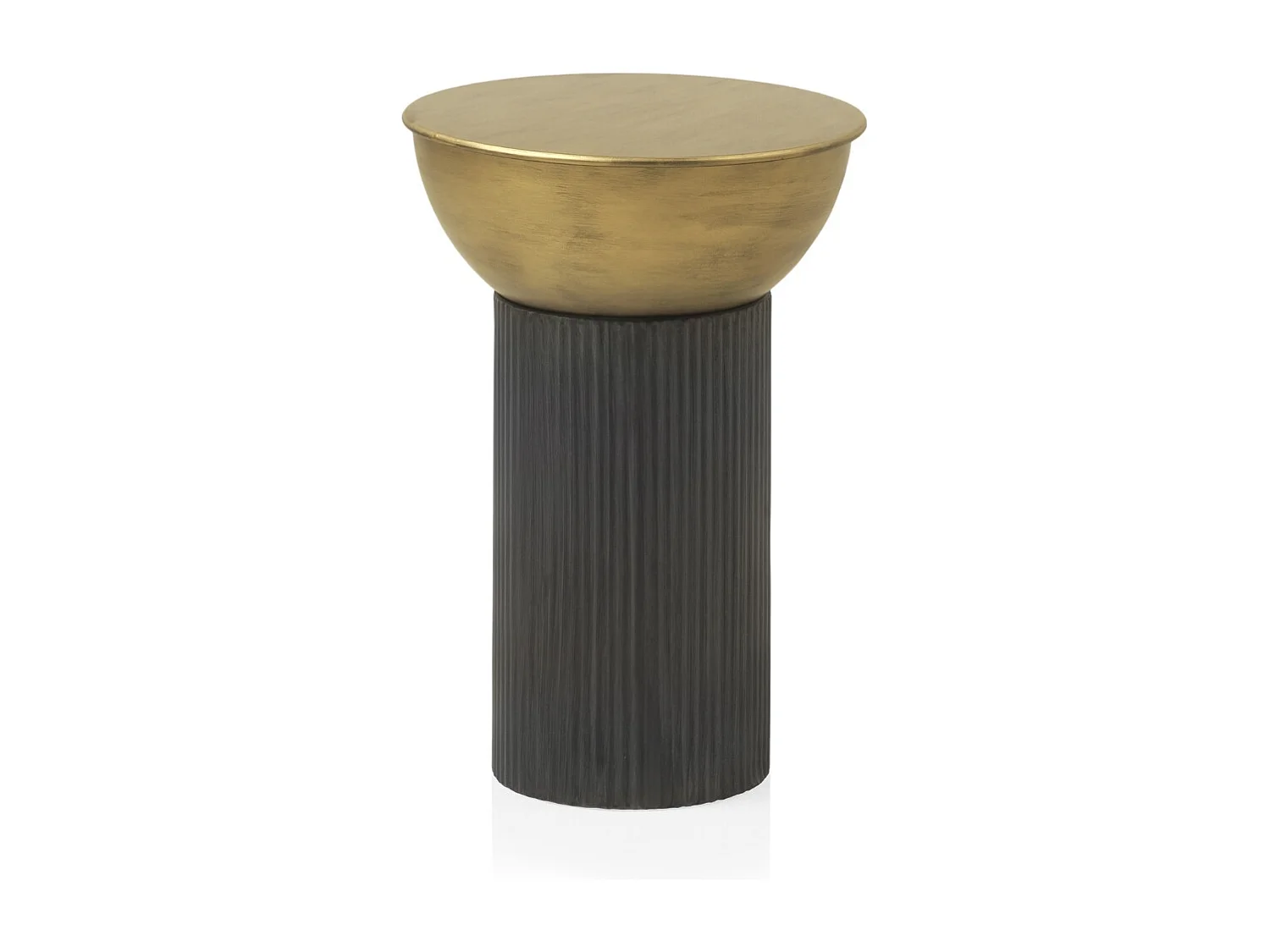 Mesa cofre auxiliar de metal dorado y negro