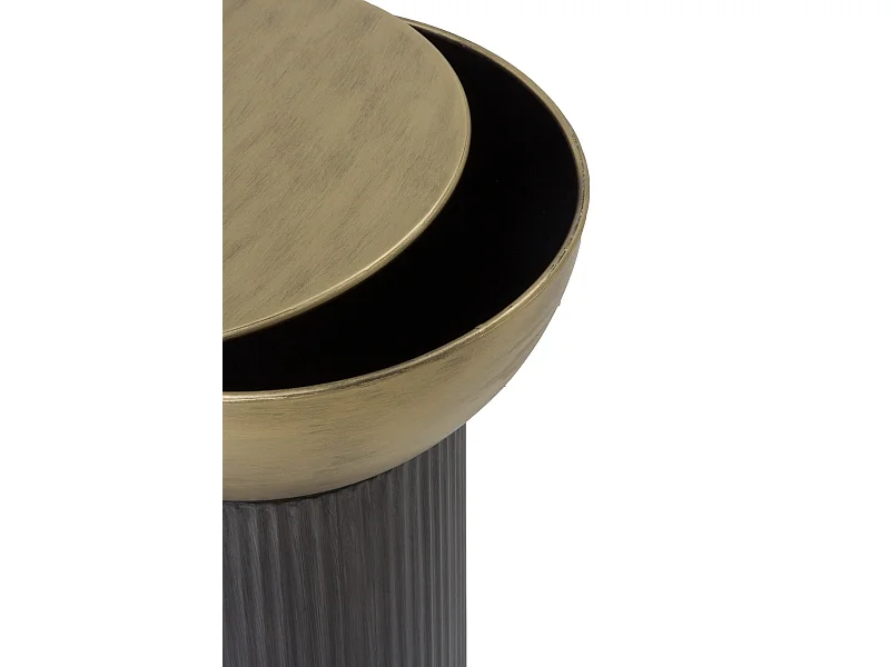 Mesa cofre auxiliar de metal dorado y negro