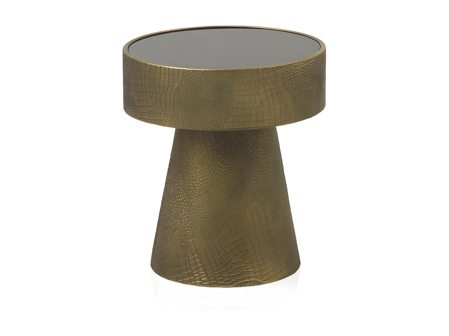 Table d'appoint en métal doré et verre noir