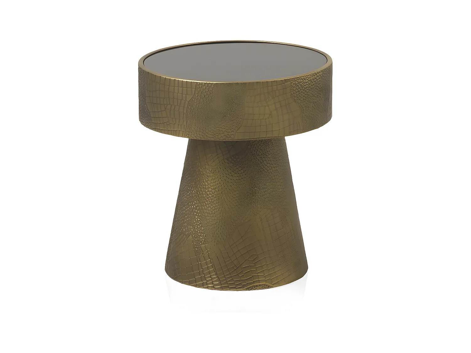 Table d'appoint en métal doré et verre noir