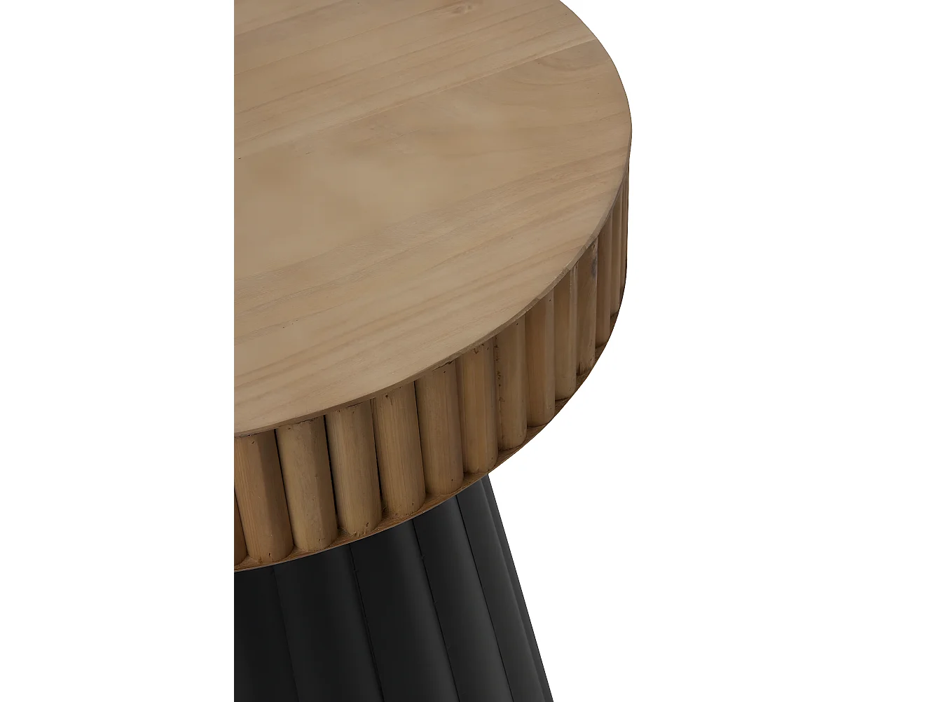 Table d'appoint en métal noir et bois naturel