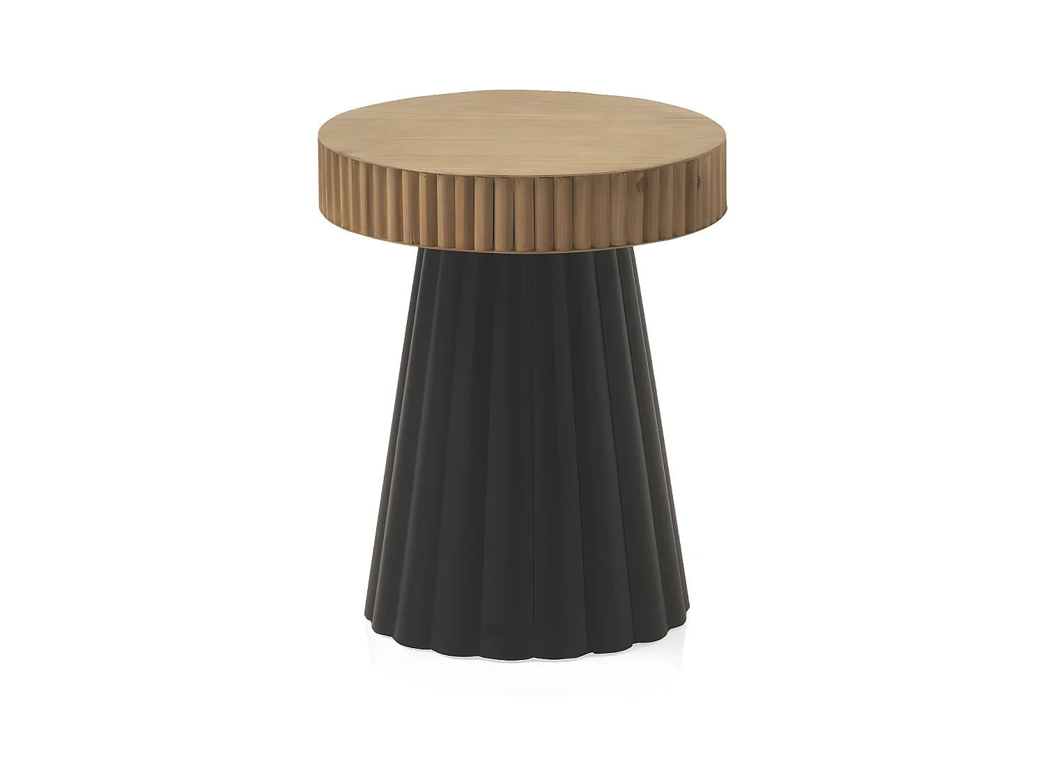Table d'appoint en métal noir et bois naturel