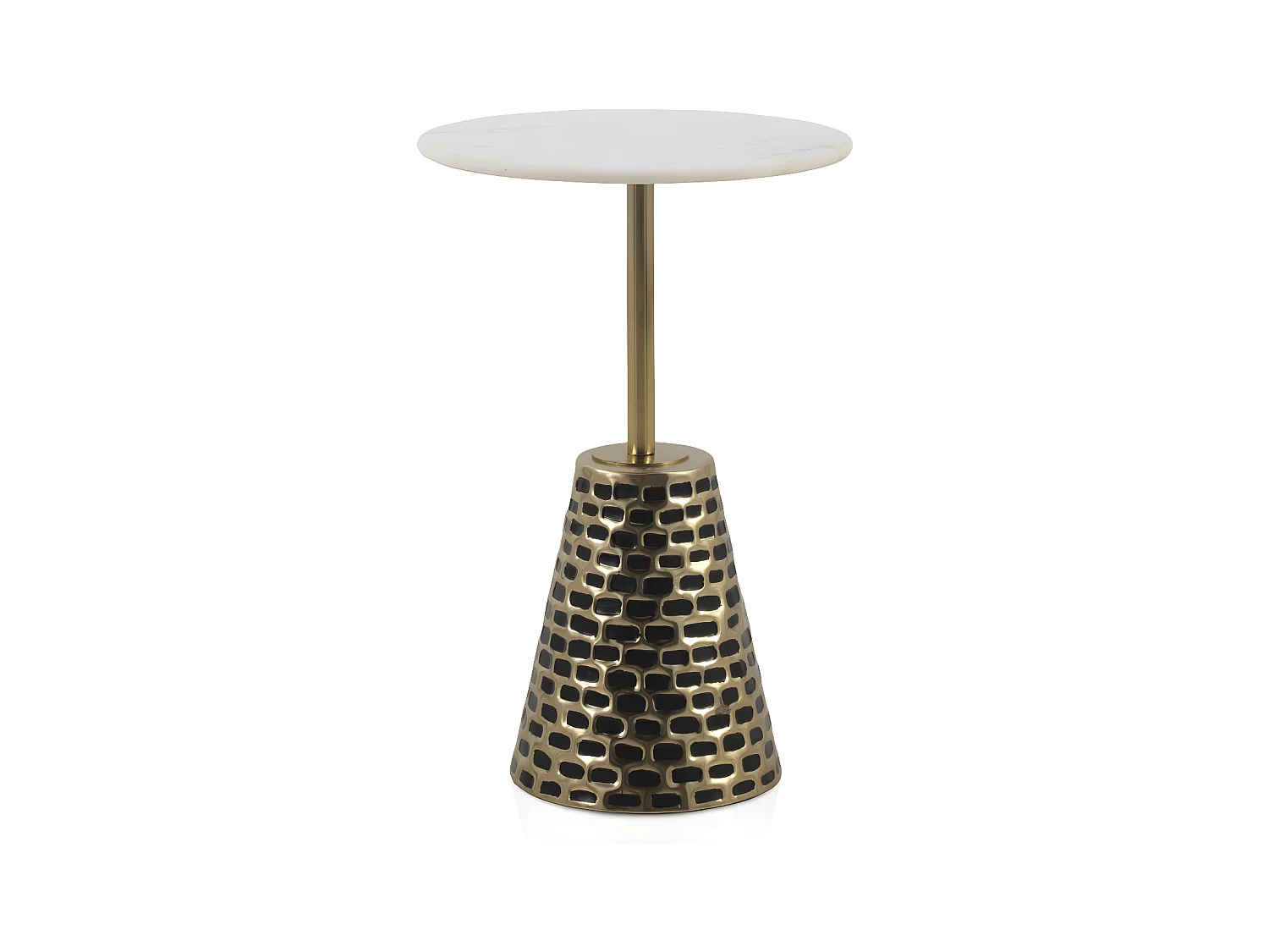 Table d'appoint avec base en métal doré et plateau en marbre blanc