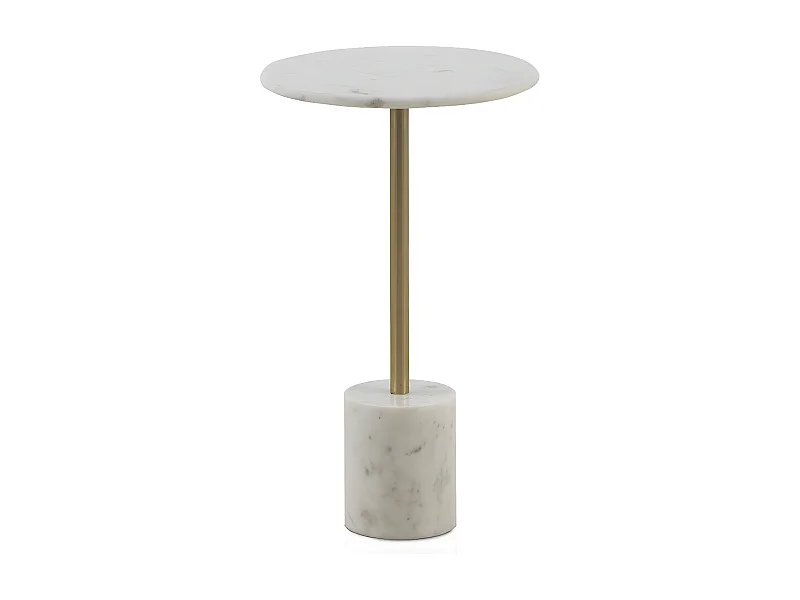 Table d'appoint avec base et plateau en marbre blanc