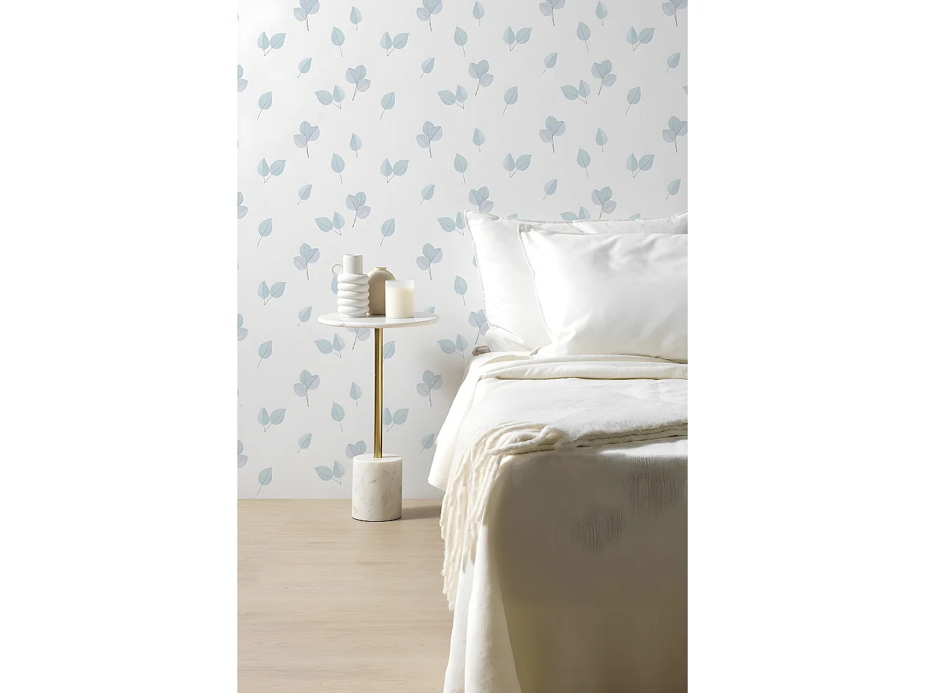 Table d'appoint avec base et plateau en marbre blanc