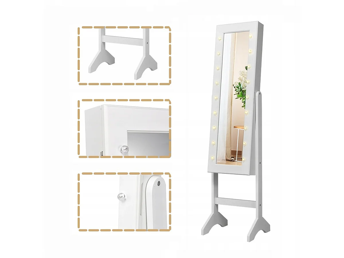 SCHMUCKSCHRANK, FRISIERTISCH MIT SPIEGEL UND LED-BELEUCHTUNG
