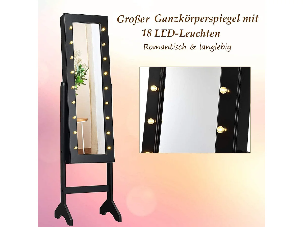 SCHMUCKSCHRANK, FRISIERTISCH MIT SPIEGEL UND LED-BELEUCHTUNG
