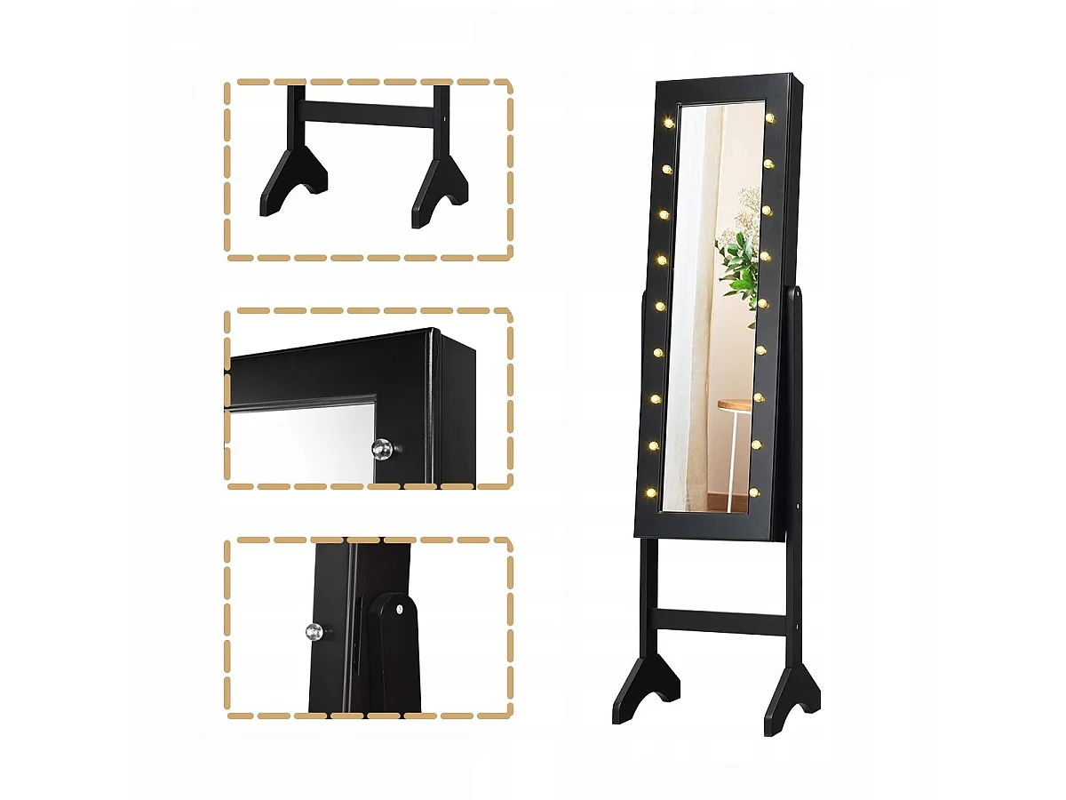 SCHMUCKSCHRANK, FRISIERTISCH MIT SPIEGEL UND LED-BELEUCHTUNG