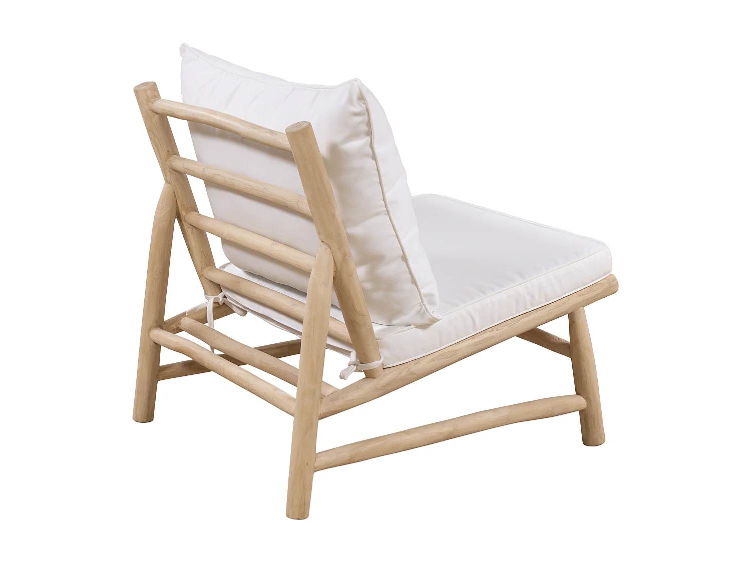 Fauteuil de jardin en teck avec coussins - Naturel clair et blanc - TULUM de MYLIA