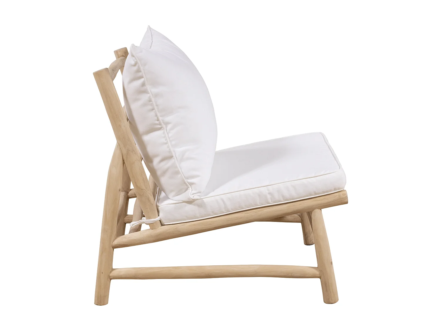 Fauteuil de jardin en teck avec coussins - Naturel clair et blanc - TULUM de MYLIA
