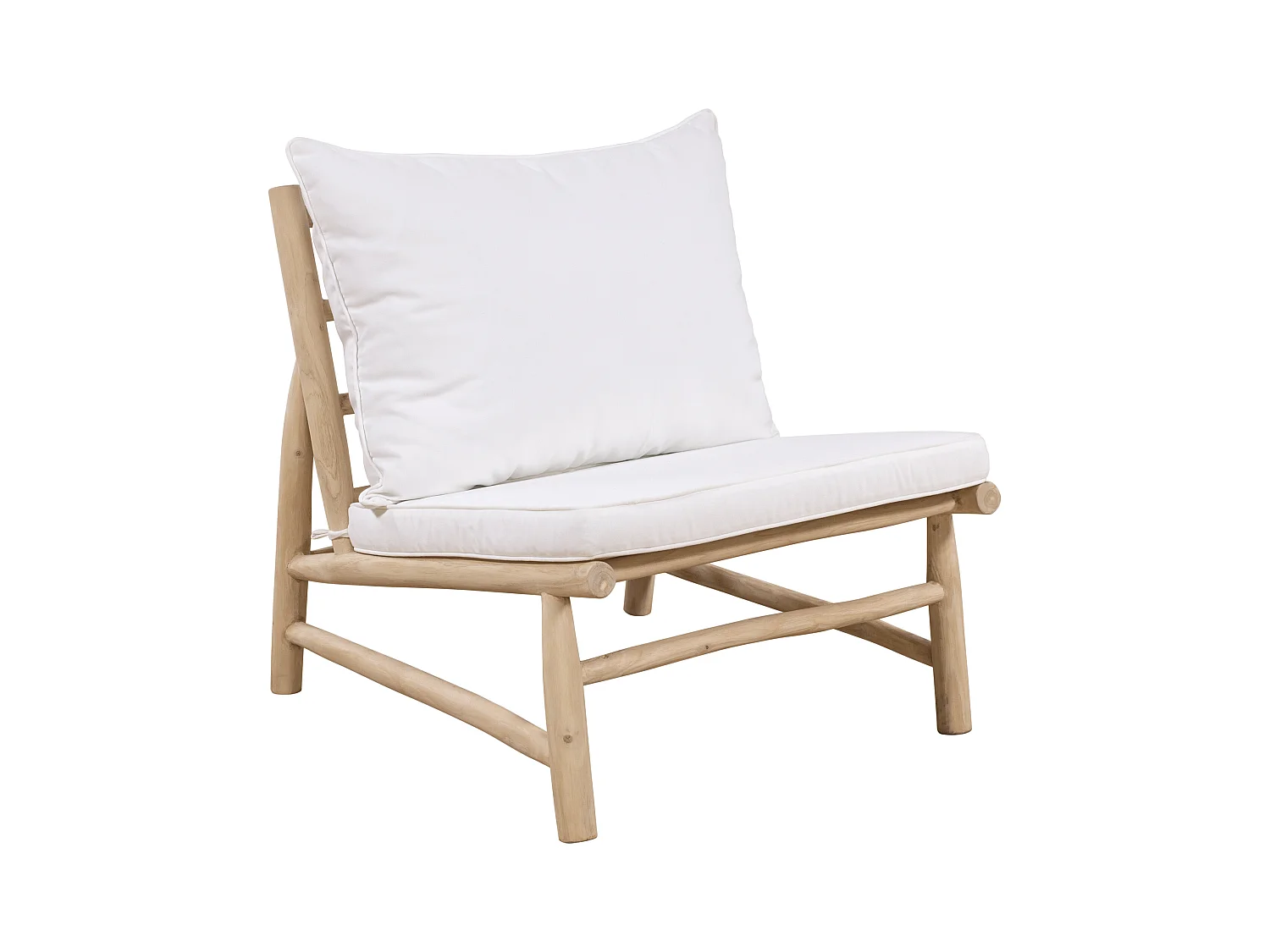 Sedia da giardino in Teak con cuscini Naturale chiaro e Bianco  - TULUM di MYLIA