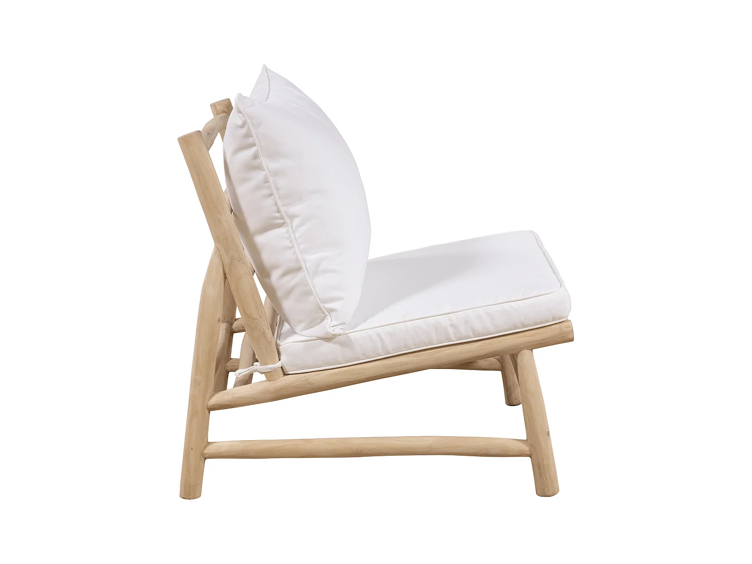 Sedia da giardino in Teak con cuscini Naturale chiaro e Bianco  - TULUM di MYLIA