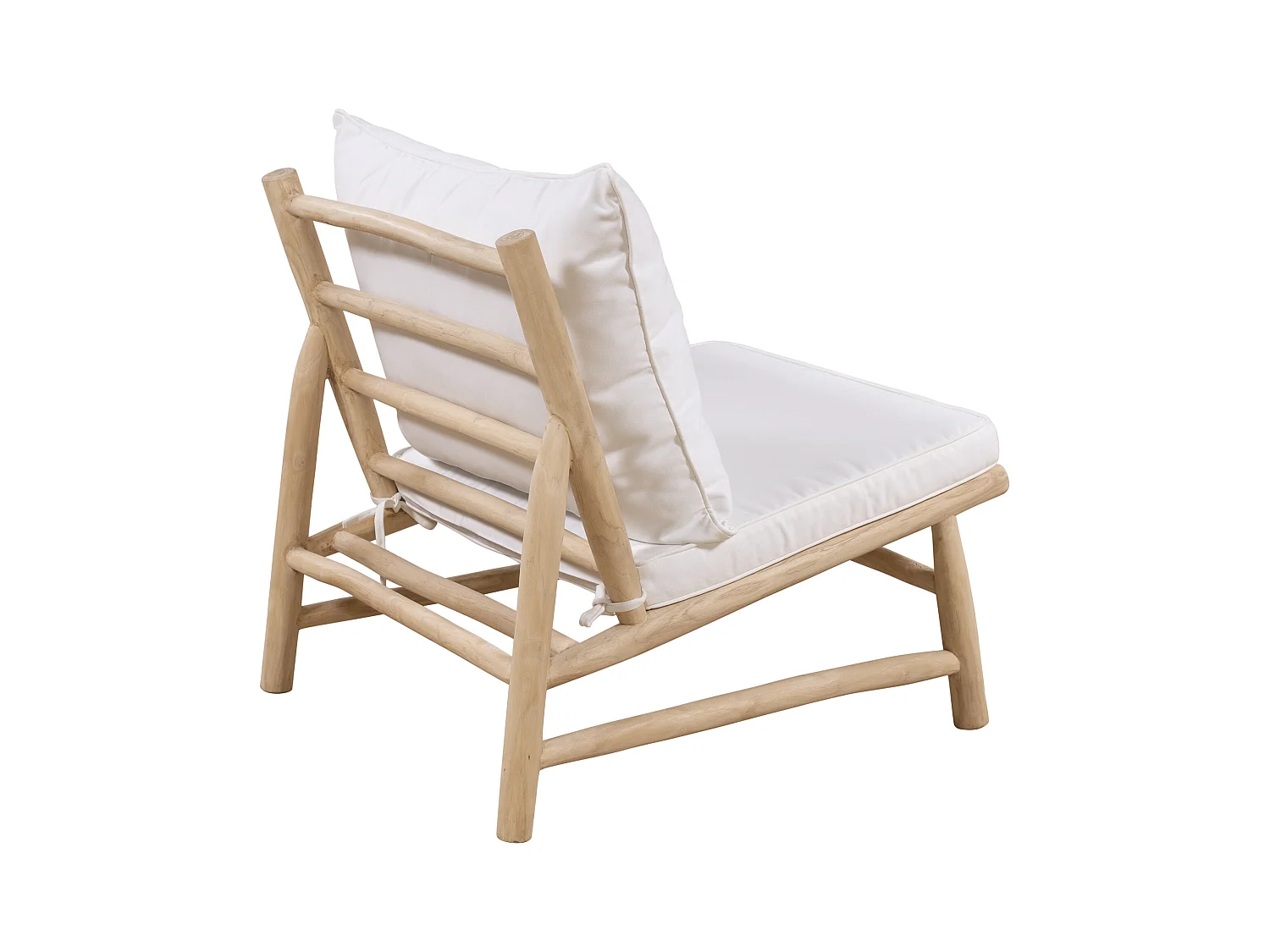 Sedia da giardino in Teak con cuscini Naturale chiaro e Bianco  - TULUM di MYLIA
