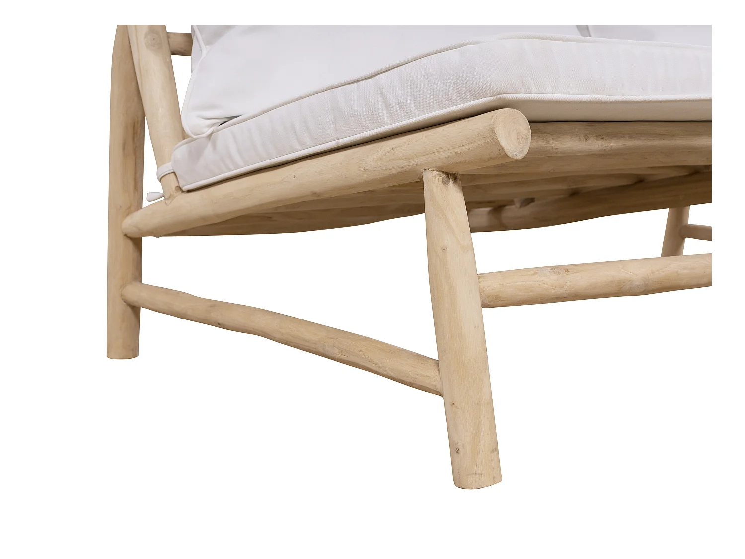 Tweezitstuinbank van teakhout met kussens - Licht naturel en wit - TULUM van MYLIA