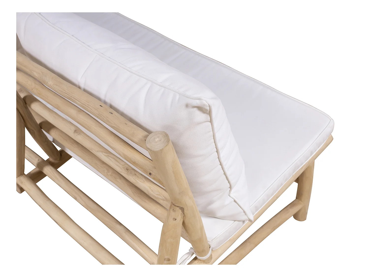 Tweezitstuinbank van teakhout met kussens - Licht naturel en wit - TULUM van MYLIA