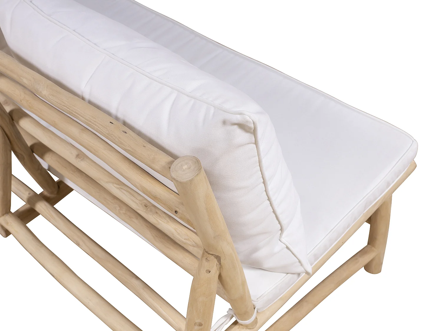 Canapé de jardin 2 places en teck avec coussins - Naturel clair et blanc - TULUM de MYLIA