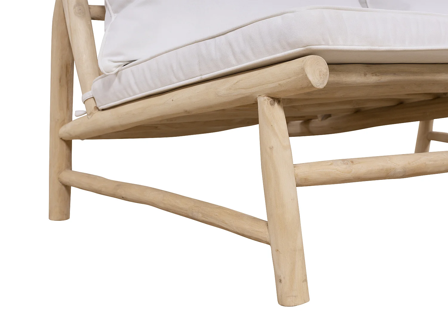 Canapé de jardin 2 places en teck avec coussins - Naturel clair et blanc - TULUM de MYLIA