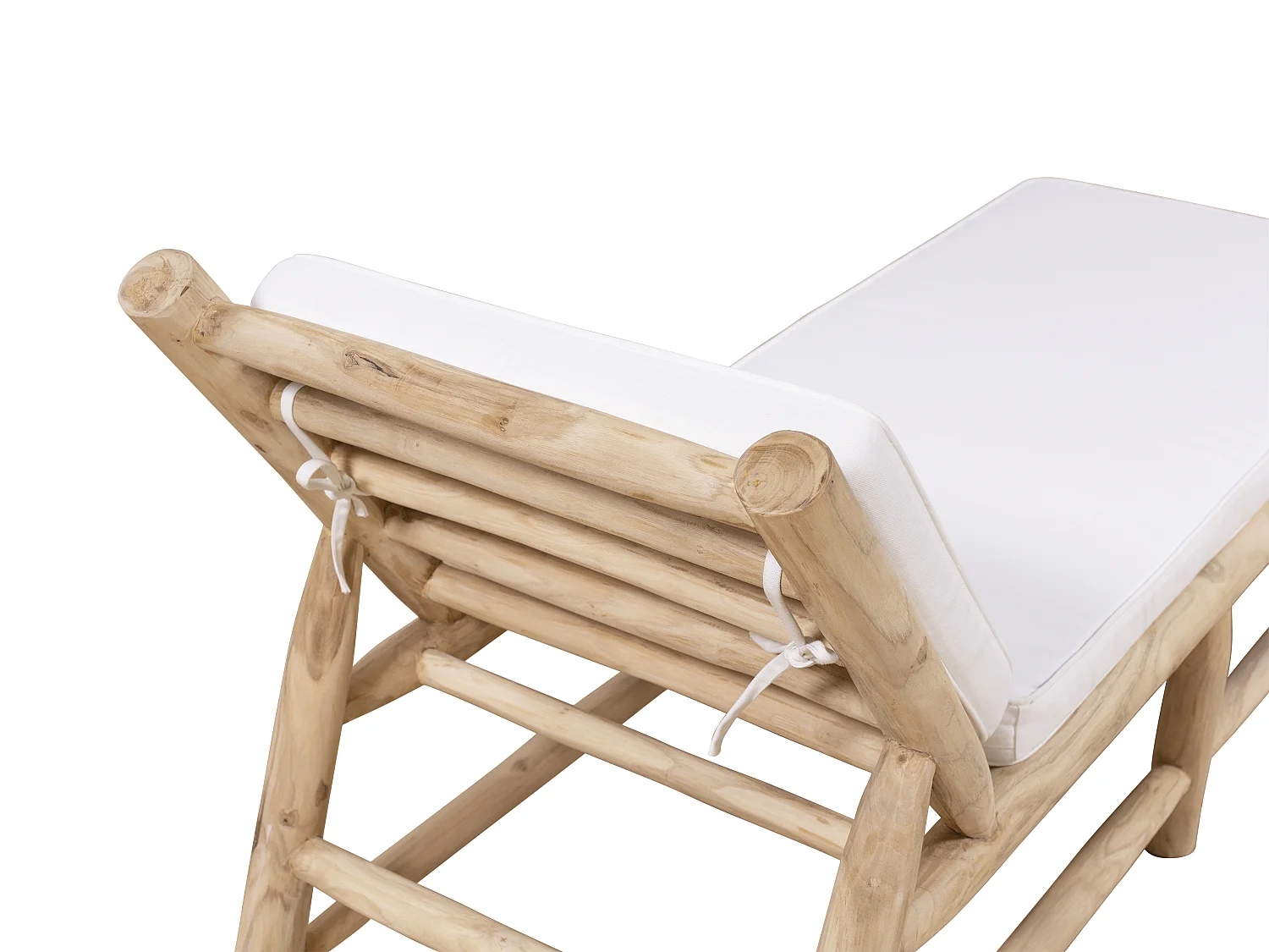 Bain de soleil en teck avec matelas - Naturel clair et blanc - TULUM de MYLIA