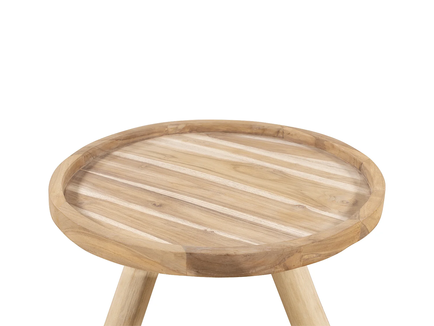 Table basse de jardin ronde en teck D.55 cm- Naturel clair - TULUM de MYLIA