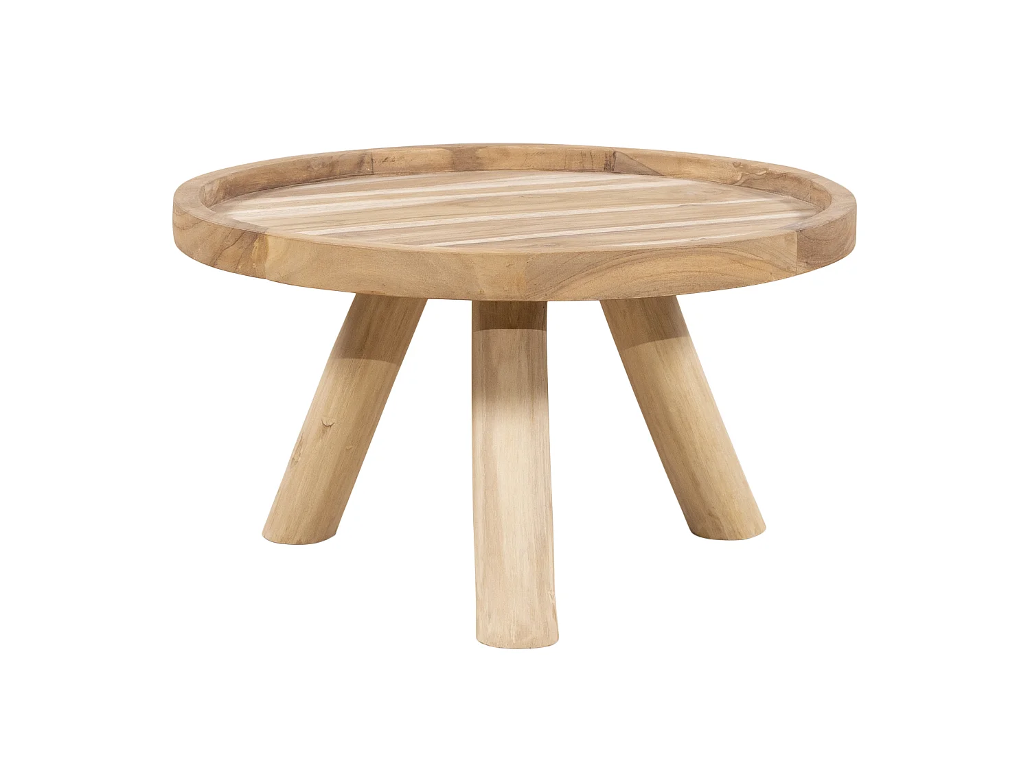 Gartentisch rund - Teakholz - 55 cm - Holzfarben hell - TULUM von MYLIA
