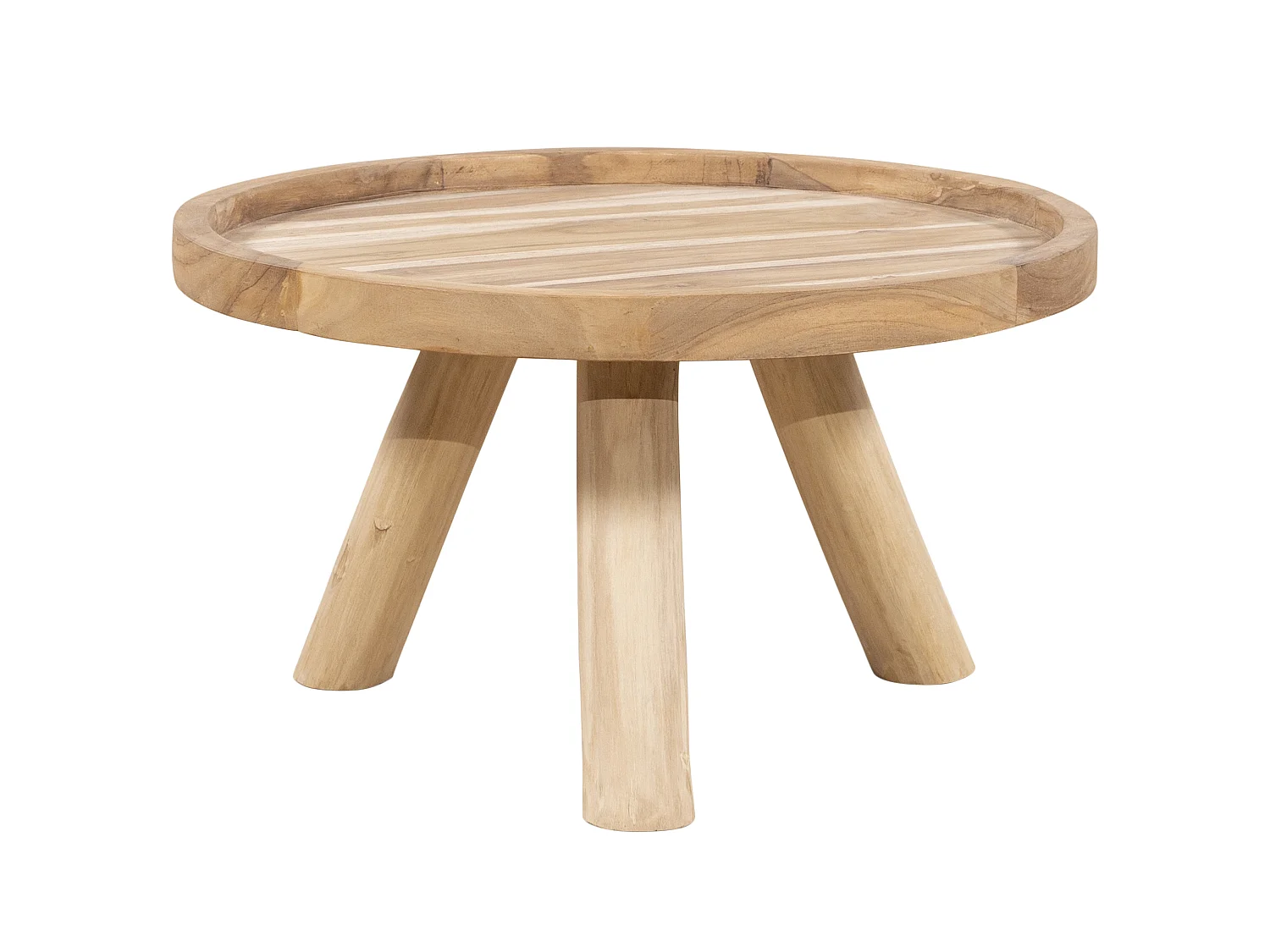 Table basse de jardin ronde en teck D.55 cm- Naturel clair - TULUM de MYLIA