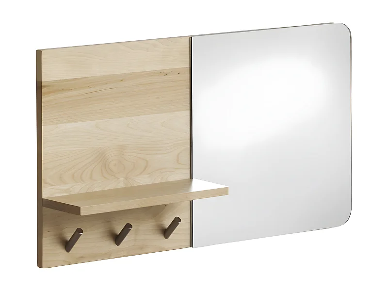 Espelho horizontal para bengaleiro em madeira de bétula natural