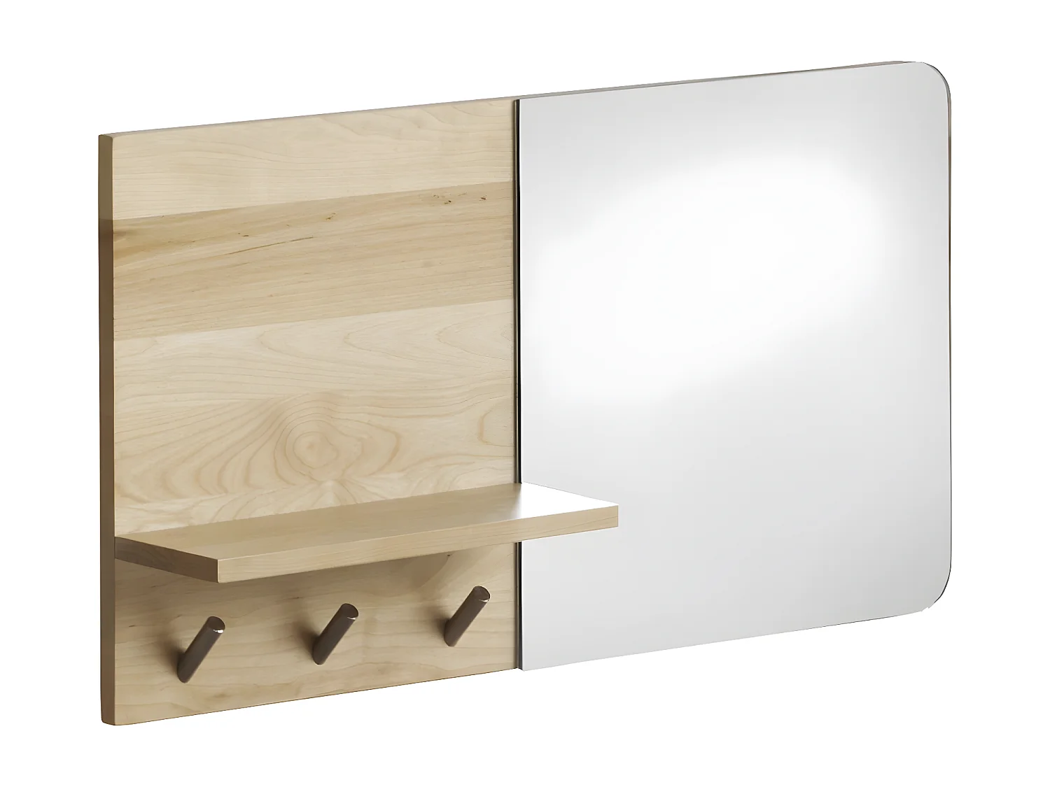 Horizontaler Garderobenspiegel aus natürlichem Birkenholz