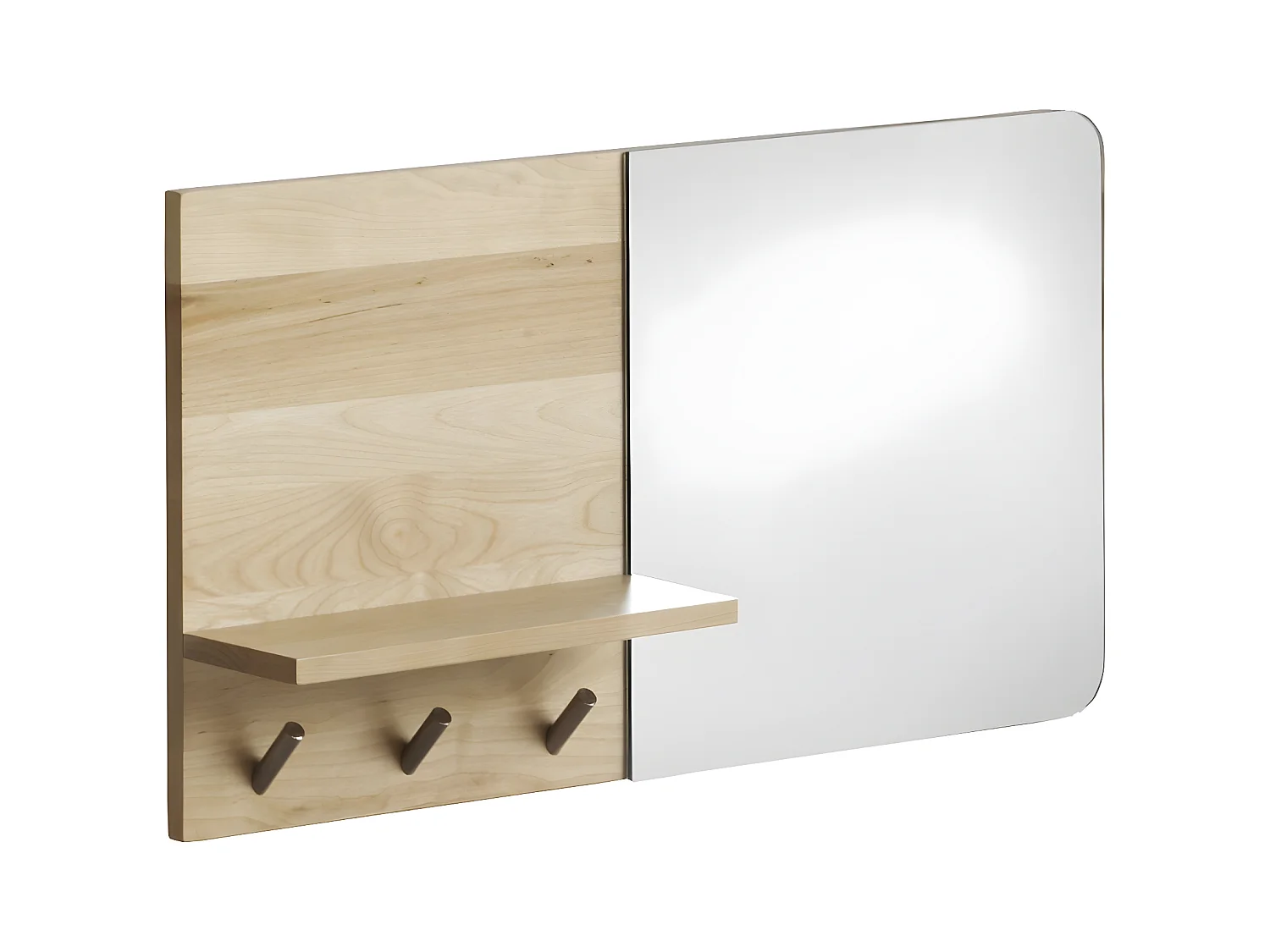 Specchio appendiabiti orizzontale in legno di betulla naturale